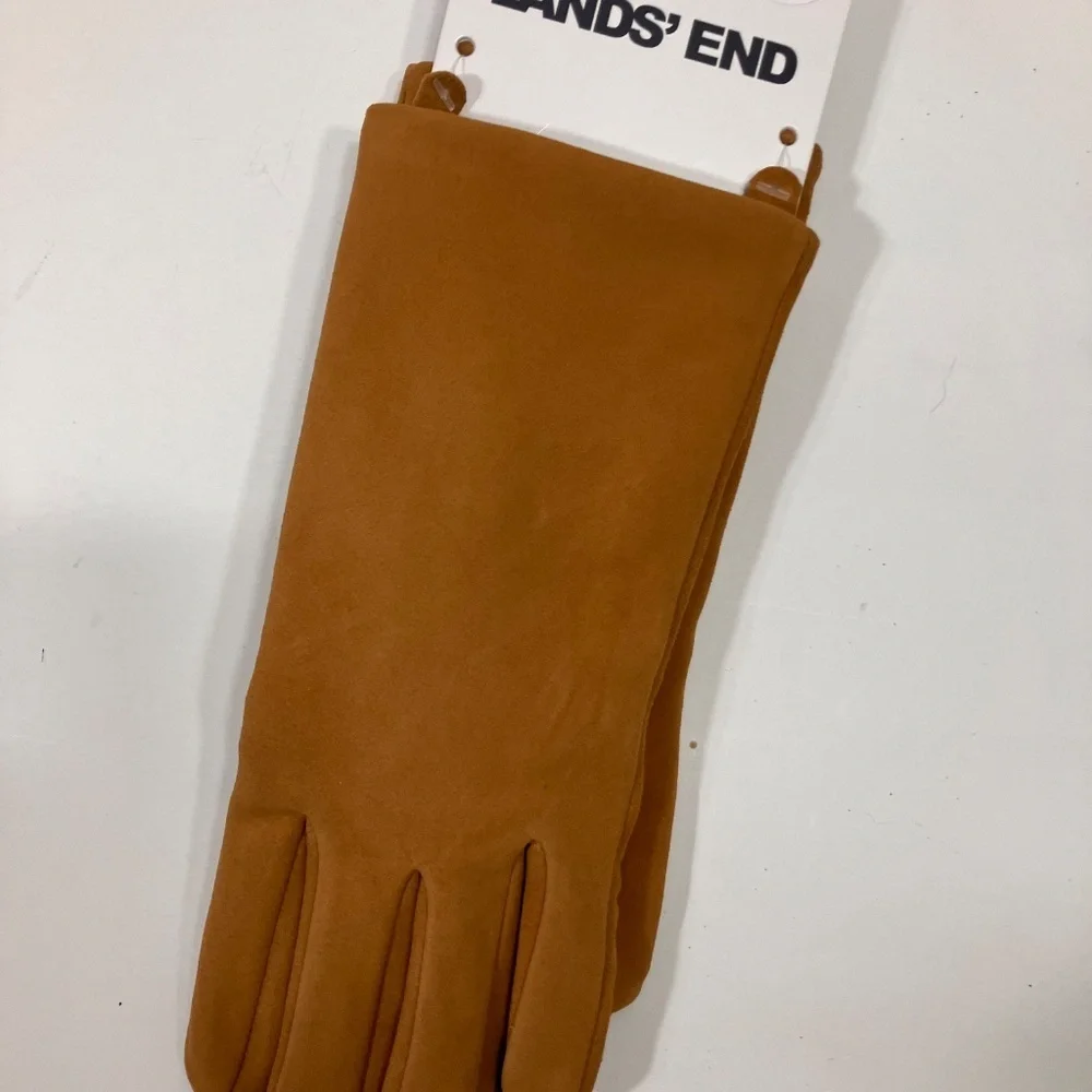 Lands’ End Suede Tech Gloves L NEW